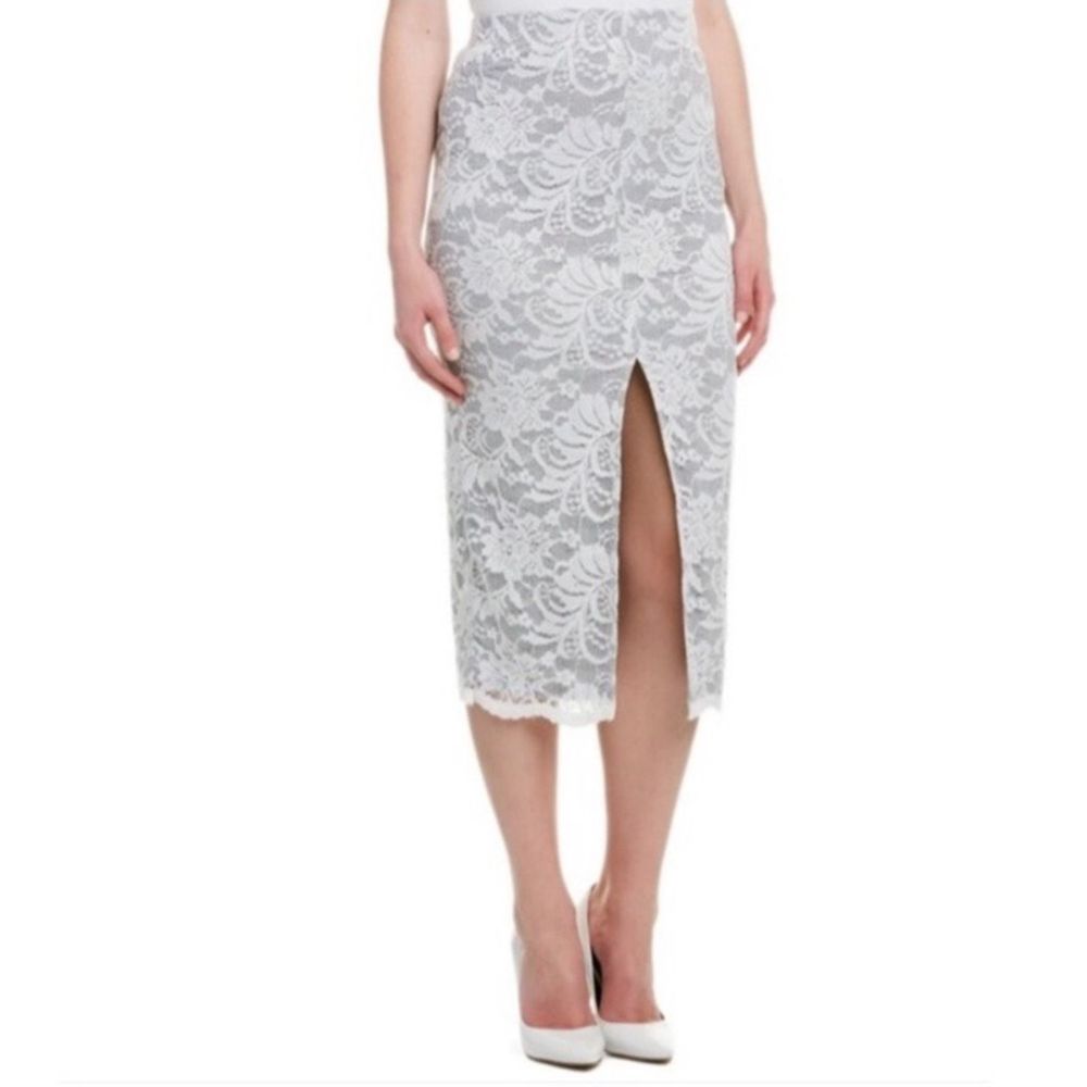 NWT English Factory Lace Midi Skirt White Gray S - Picture 2 of 8